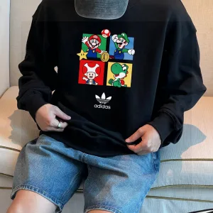 High Quality Reps Adidas Sweatshirt Black Cotton Fleece Autumn