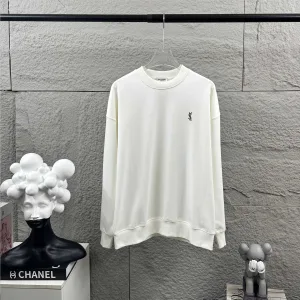 Reps Saint Laurent Long-Sleeved Black Minimalist And White Autumn Winter Early Embroidery 3D