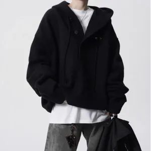 Designer Prada Outerwear Black Wool Fleece Street Style