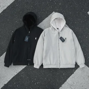 Reps High Quality Ralph Lauren Outerwear Ash Cotton Canvas Faux Mink Fur Fleece Twill Autumn Winter Relaxed Silhouette