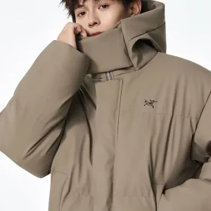 High Quality Designer Archaeopteryx Cotton-Padded Coat Black Cotton Feather Down Pu Leather Winter