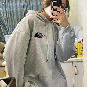 Luxury North Hoodies Black Cotton Fleece Fabric Embroidery