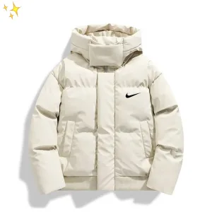 Luxury Super Clone Nike Cotton-Padded Coat Black Cotton Feather Down Pu Leather
