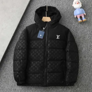 Designer Louis Vuitton Cotton-Padded Coat Red Cotton Down Jacquard