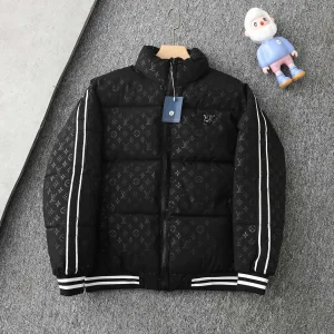 Designer AAA Louis Vuitton Cotton-Padded Coat Ash Cotton Down Jacquard Metal Logo