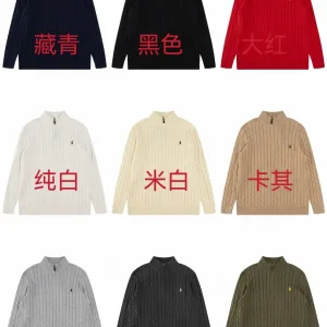 Designer Ralph Lauren Overcoat Red Cotton Wool Blend Cable Knit Easy To Match Retro Preppy Style Spring Autumn Winter And