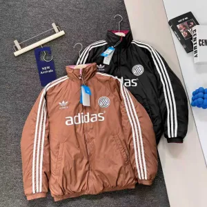 Luxury Adidas Long-Sleeved Shirt Red Cotton Down Nylon