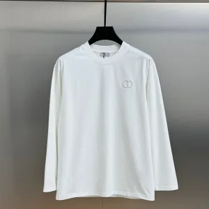 Designer Luxury Dior Long Sleeves Red Cotton Pure Ribbed Fabric