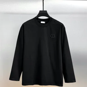 High Quality Dior Long Sleeves Red Cotton Pure Ribbed Fabric
