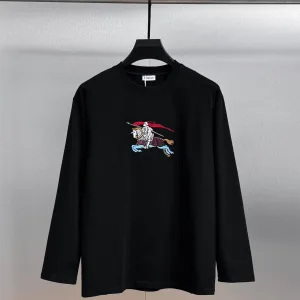 Designer AAA Burberry Long Sleeves Red Cotton Pure Ribbed Fabric