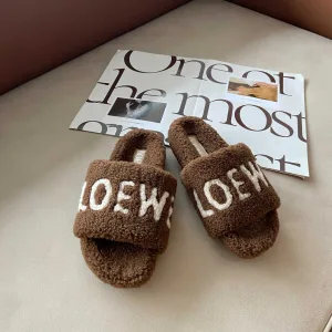 Super Clone Luxury Loewe Slippers Red Wool Autumn Winter