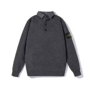 Reps AAA Stone Island Shirts Red Wool Blend Autumn Winter And