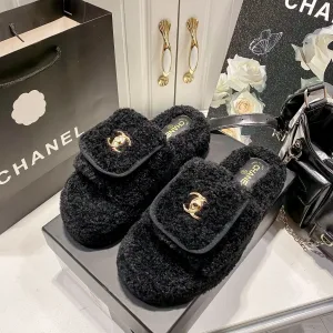 AAA Chanel Slippers Black Winter