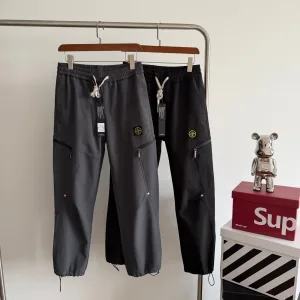 Reps High Quality Stone Island Cargo Pants Red Gore-Tex Fleece Woven Fabric Slim Fit Side Pockets