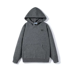 Reps Luxury Prada Sweater Red Wool Blend Genuine Leather High Cost Performance Autumn Winter And