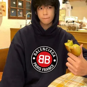 Reps AAA Balenciaga Hoodie Red Cotton Fleece Fabric