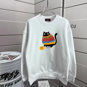 AAA Gucci Hoodies Black Ribbed Fabric Autumn Winter