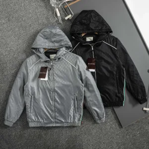 Super Clone AAA Gucci Jacket Ash Cotton Thin Nylon Jacquard Fabric Winter