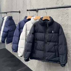 High Quality Ralph Lauren Down Jacket Red Duck Nylon Winter Embroidery