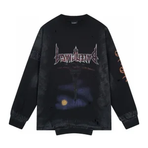 Super Clone Balenciaga Long-Sleeved Ash Cotton Pure Gradient Print