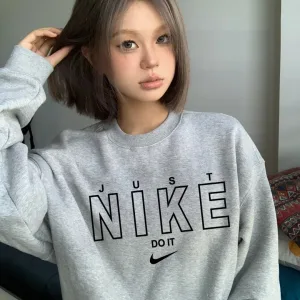 High Quality Nike Hoodie Black Fleece Suede Autumn