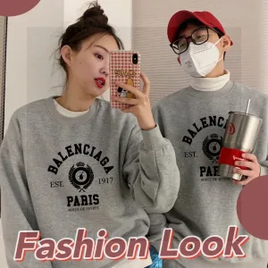 Super Clone Luxury Balenciaga Sweatshirt Black Fleece Suede Autumn