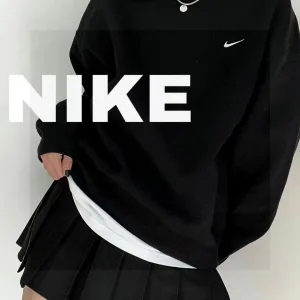 High Quality Nike Hoodie Black Fleece Suede Autumn