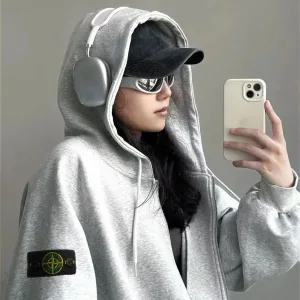 Reps Super Clone Stone Island Jacket Red Cotton Fleece Patch