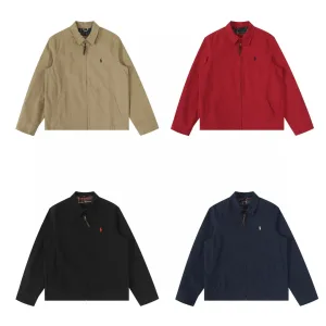 Luxury Designer Ralph Lauren Coat Red Cotton Pure Wool Twill Autumn Winter And Embroidery