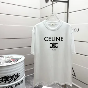 Designer Super Clone Celine Short-Sleeved T-Shirt Red Cotton Spring Summer