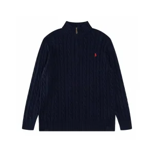 Designer Reps Ralph Lauren Overcoat Red Cotton Wool Blend Cable Knit Easy To Match Retro Preppy Style Spring Autumn Winter And