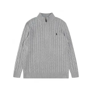 Super Clone Designer Ralph Lauren Overcoat Red Cotton Wool Blend Cable Knit Easy To Match Retro Preppy Style Spring Autumn Winter And