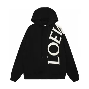 Luxury High Quality Loewe Hoodie Ash Ribbed Fabric Patch Large Print