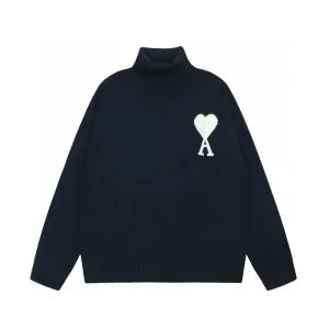 AAA Ami Sweater Ash Cotton Wool Blend Polyester Jacquard