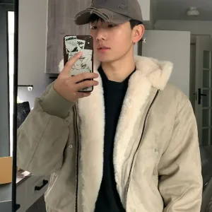 Super Clone High Quality Stone Island Outerwear Ash Cotton Twill Faux Mink Fur Fleece Winter Relaxed Silhouette