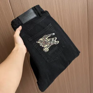Designer Luxury Burberry Jeans Ash Denim High-End Quality Autumn Winter Embroidery