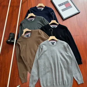 Designer Reps Tommy Hilfiger Sweater Ash Cotton Soft Touch Autumn Winter Embroidery Patch