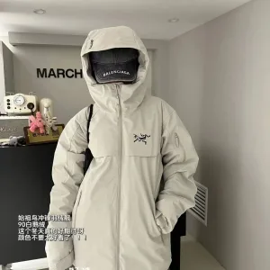 Designer Reps Arcteryx Jackets Red Gore-Tex Down Mesh 3D Logo Zippered Pocket