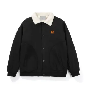High Quality Carhartt Outerwear Red Wool Lambswool Suede Autumn Winter And