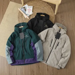 AAA Archaeopteryx Outerwear Red Gore-Tex Cotton Polyester Waterproof Membrane Relaxed Fit Adjustable Drawstring Outdoor Windproof
