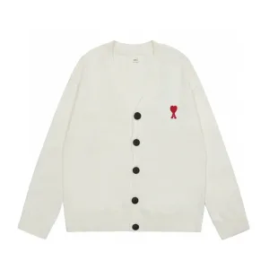 Super Clone High Quality Ami Shirts Red Cotton Wool Down Jacquard Street Style Embroidery