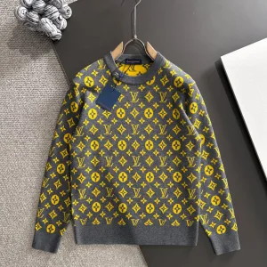 High Quality Louis Vuitton Wool Sweater Red Jacquard Autumn Winter And