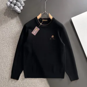 AAA Luxury Loro Piana Wool Sweater Red Silk Autumn Winter And Embroidery