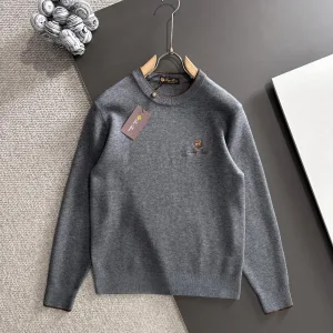 AAA Luxury Loro Piana Wool Sweater Red Silk Autumn Winter And Embroidery