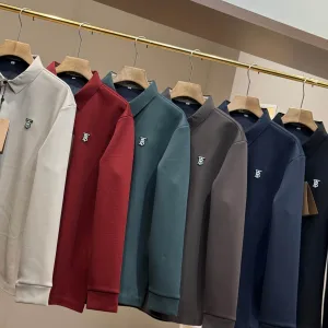 AAA High Quality Burberry Long-Sleeved Red Cotton Mercerized Fleece Mesh Simple And Elegant