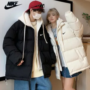 High Quality Nike Cotton-Padded Coat Black Cotton Wool Lambswool Down Easy To Match Winter