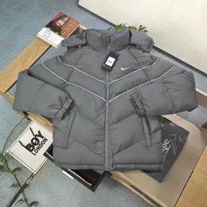 High Quality Nike Jacket Red Down Street Style Autumn Winter And Side Pockets