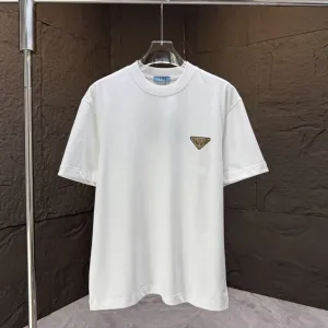 Reps Designer Prada Short-Sleeved T-Shirt Blue Cotton Pure Autumn Winter
