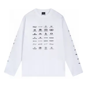 Luxury High Quality Balenciaga Long-Sleeved Ash Cotton Summer Embroidery
