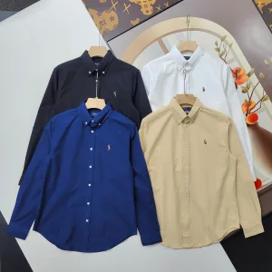 Designer Reps Ralph Lauren Long-Sleeved Shirt Red Cotton Pure Down Oxford Cloth Suitable For All Seasons Simple And Versatile Winter Embroidery